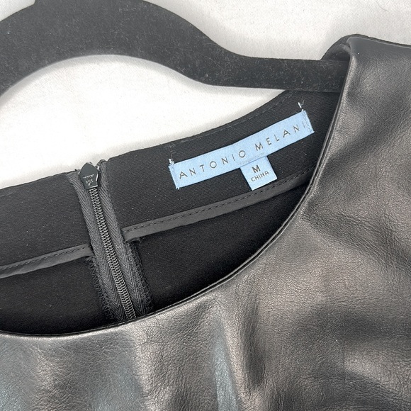 Antonio Melani Leather Blouse w/ Zipper Closure, Size Medium - Picture 3 of 7